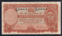 Australia, 10 Shillings, 1939-1952, F