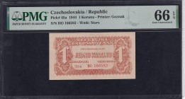 Czechoslovakia, 1 Koruna, 1944, Gem UNC 66, TOP POP