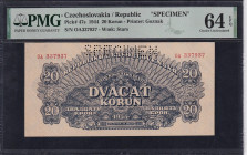 Czechoslovakia, 20 Korun, 1944, Choice UNC 64, '' SPECIMEN''