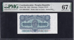 Czechoslovakia, 3 Koruny, 1953, Superb Gem UNC 67