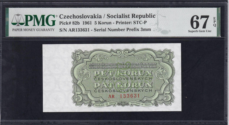 Czechoslovakia / Socialist Republic, 5 Korun - Printer: STC-P, 1961, Superb Gem ...