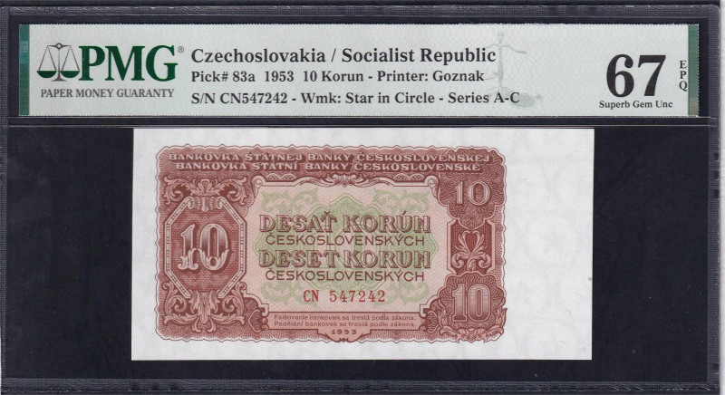 Czechoslovakia / Socialist Republic, 10 Korun - Printer: goznak, 1953, Superb Ge...