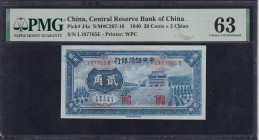 China, 20 Cents, 1940, Choice UNC 63