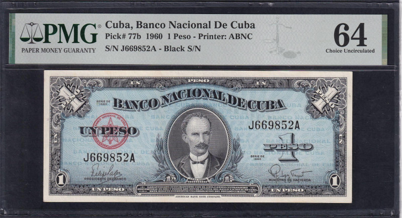 Cuba, Banco Nacional De Cuba, 1 Peso - Printer: ABNC, 1960, Choice UNC 64, Pick:...
