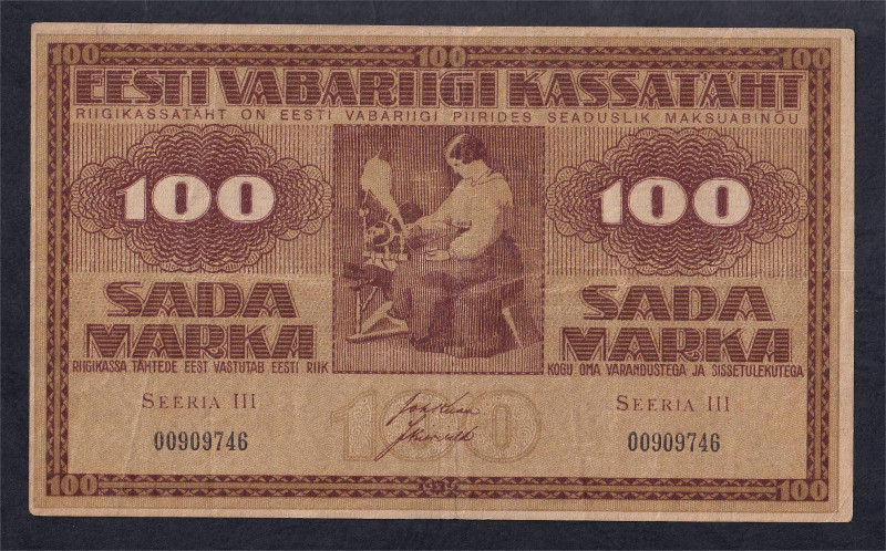 Estonia, Eesti Vabariigi, 100 Marka, 1919, VF, Pick: 48c