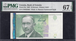 Estonia, 25 Krooni, 2007, Superb Gem UNC 67 EPQ