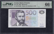 Estonia, 500 Krooni, 2007, Gem UNC 66 EPQ