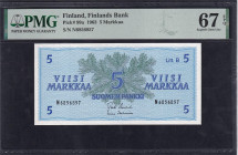 Finland, 5 Markkaa, 1963, Superb Gem UNC 67 EPQ, TOP POP