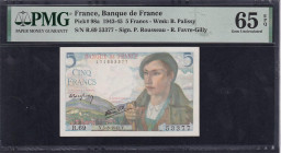 France, 5 Francs, 1943-1944, Gem UNC 65 EPQ