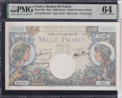 France, 1000 Francs, 1944, Choice UNC 64