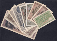 Germany, 0,50-50 Mark, 1940-1945, full set of 9 banknotes, XF