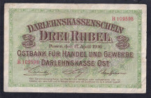 Germany POSEN, 3 Rubel, 1916, F-VF