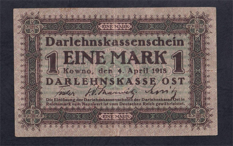 Germany, Occupied Territories - Lithuania, 1 Mark, 1918, VF, Pick: R-128