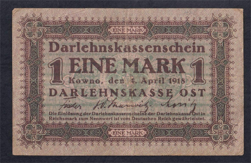 Germany, Occupied Territories - Lithuania, 1 Mark, 1918, VF, Pick: R-128