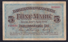 Germany KOWNO, 5 Mark, 1918, VF