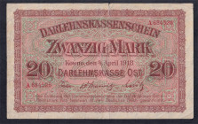 Germany KOWNO, 20 Mark, 1918, F