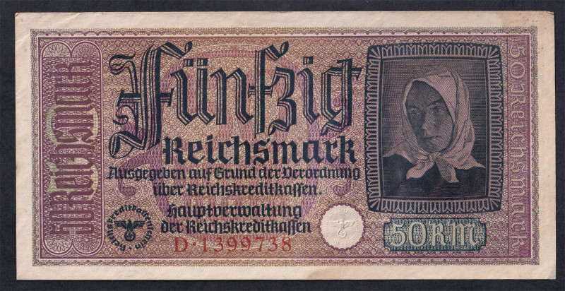 Germany, Occupied Territories - WWII, 50 Reichsmark, 1940-1945, XF, Pick: R140