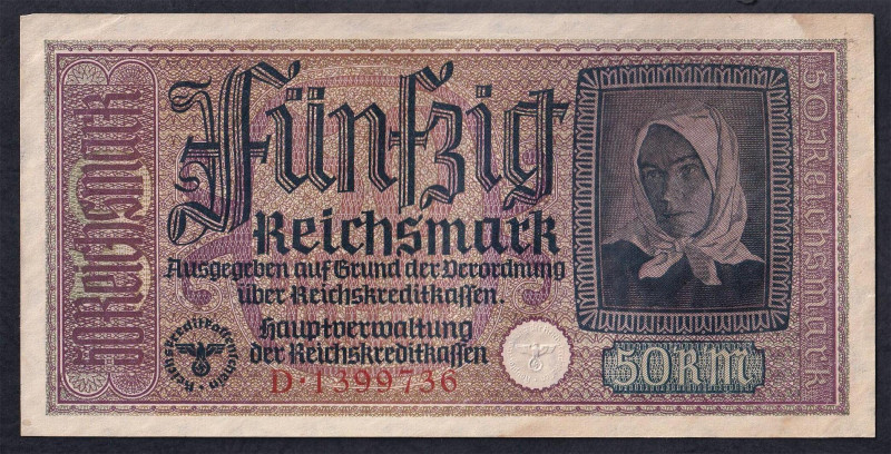 Germany, Occupied Territories - WWII, 50 Reichsmark, 1940-1945, XF, Pick: R140