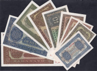 GDR, 0,5 Pfening, 1-1000 Mark, UNC, Set of 10 banknotes