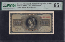 Greece, 1000 Drachmai, 1942, Gem UNC 65 EPQ