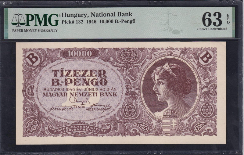 Hungary, National Bank, 10000 B.-Pengo, 1946, Choice UNC 63 EPQ, Pick: 132