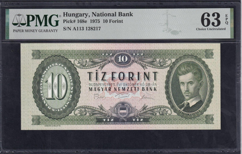 Hungary, National Bank, 10 Forint, 1975, Choice UNC 63 EPQ, Pick: 168e