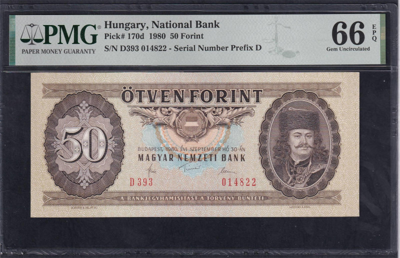 Hungary, National Bank, 50 Forint, 1980, Gem UNC 66 EPQ, Pick: 170d
