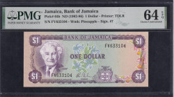 Jamaica, 1 Dollar, 1982-86, Choice UNC 64 EPQ
