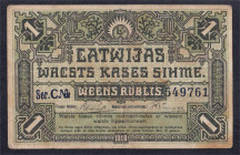 Latvia, 1 Rubel, 1919, VF