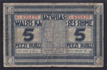 Latvia, 5 Rubel, 1919, F