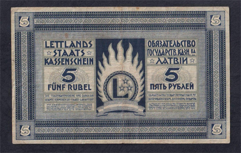 Latvia, Lettlands Staatskasse, 5 Rubel, 1919, VF, Pick: 3f