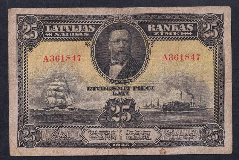 Latvia, Latvijas Banka, 25 Lati, 1928, VF, Pick: 18a