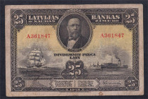 Latvia, 25 Lati, 1928, VF
