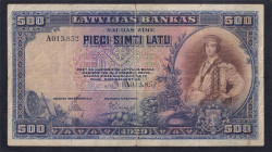 Latvia, 500 Latu, 1929, F-VF