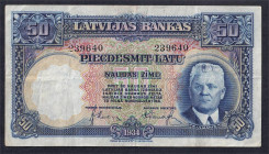 Latvia, 50 Latu, 1934, XF