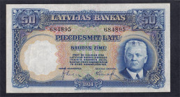 Latvia, 50 Latu, 1934, XF