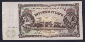Latvia, 20 Latu, 1936, AU