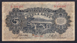 Latvia, 5 Lati, 1940, VF