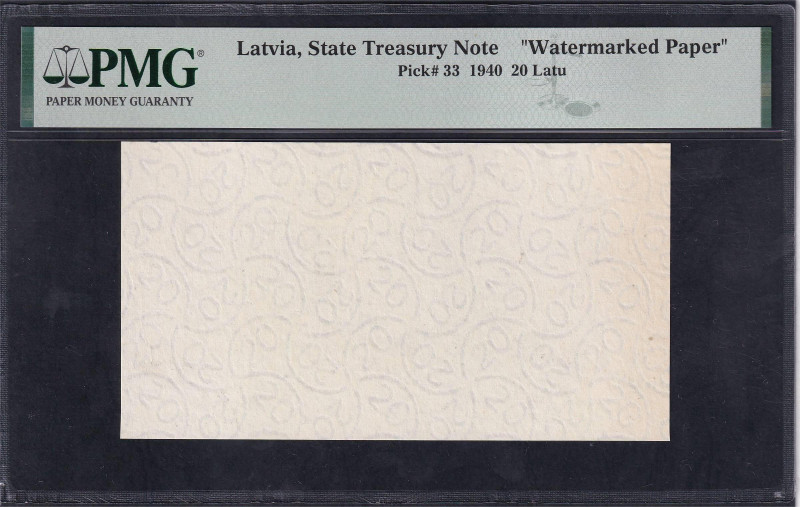 Latvia, State Treasury Note, 20 Latu, 1940, UNC, Pick: 33