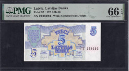 Latvia, 5 Rubli, 1992, Gem UNC 66 EPQ