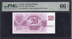 Latvia, 20 Rublu, 1992, Gem UNC 66 EPQ