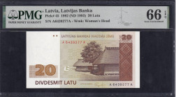 Latvia, 20 Latu, 1992, Gem UNC 66 EPQ