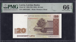 Latvia, 20 Latu, 1992, Gem UNC 66 EPQ