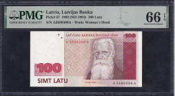 Latvia, 100 Latu, 1992, Gem UNC 66 EPQ