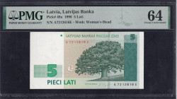 Latvia, 5 Lati, 1996, Choice UNC 64
