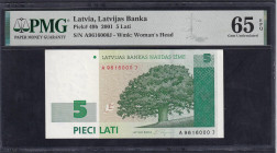 Latvia, 5 Lati, 2001, Gem UNC 65 EPQ