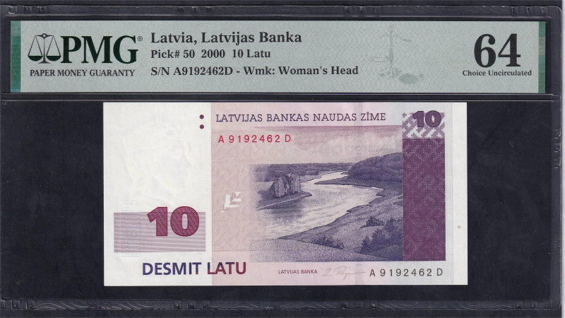 Latvia, Latvijas Banka, 10 Latu, 2000, Choice UNC 64, Pick: 50
