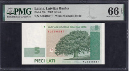Latvia, 5 Lati, 2007, Gem UNC 66 EPQ