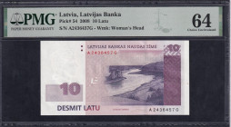 Latvia, 10 Latu, 2008, Choice UNC 64