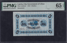 Latvia - Libava, 5 Rubles, 1915, Gem UNC 65 EPQ